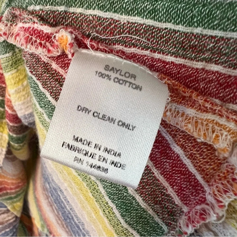 SAYLOR Alma Rainbow Ruffle Mini Dress Multicolor Stripes Medium Colorful Beachy - Picture 5 of 6